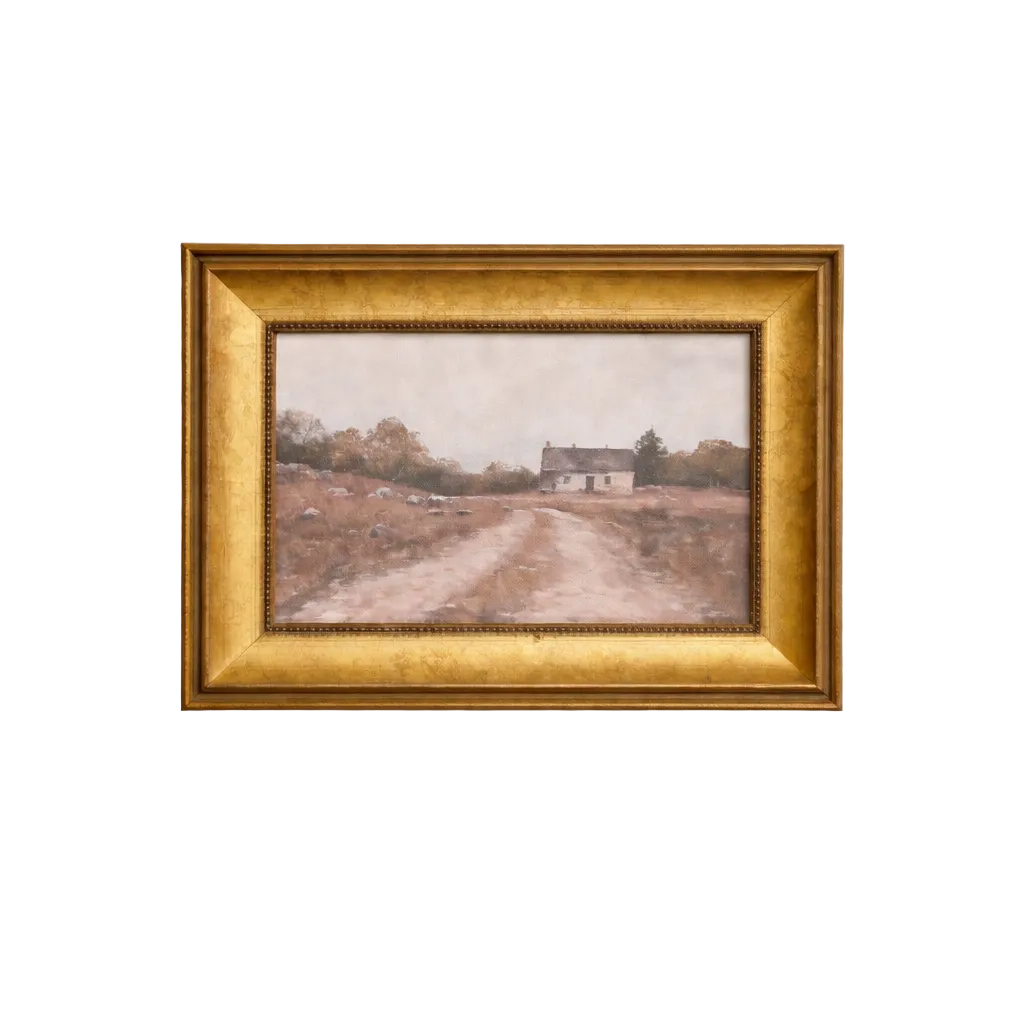 Vintage Farm House | Antique Inspired Brass Framed Art