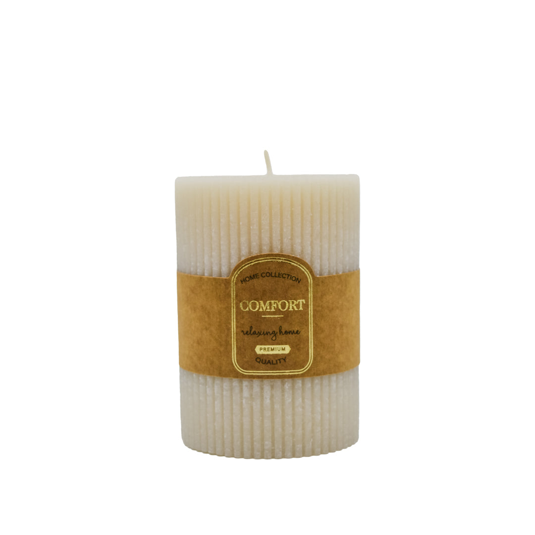 Ridged Pillar Candle - Cream