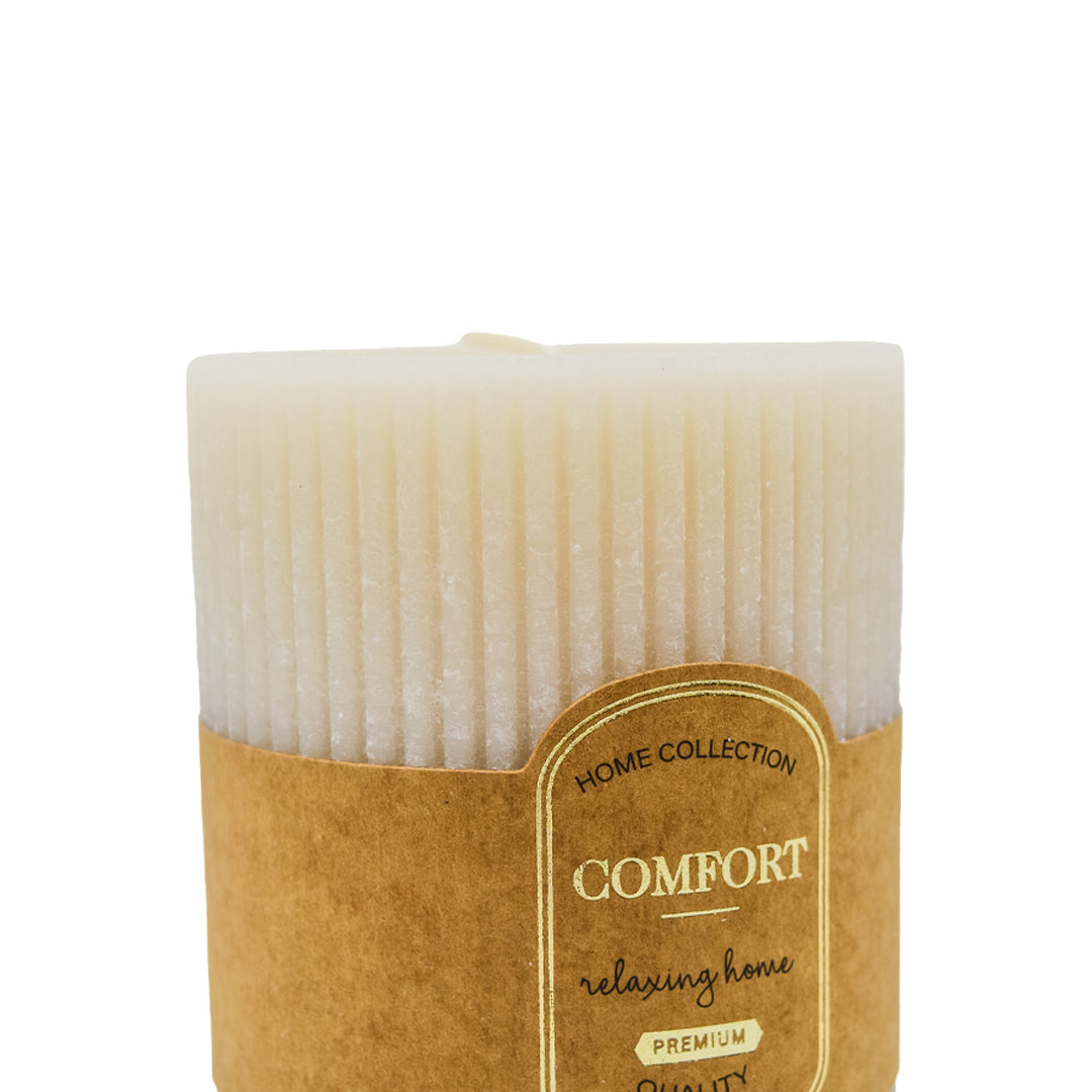 Ridged Pillar Candle - Cream