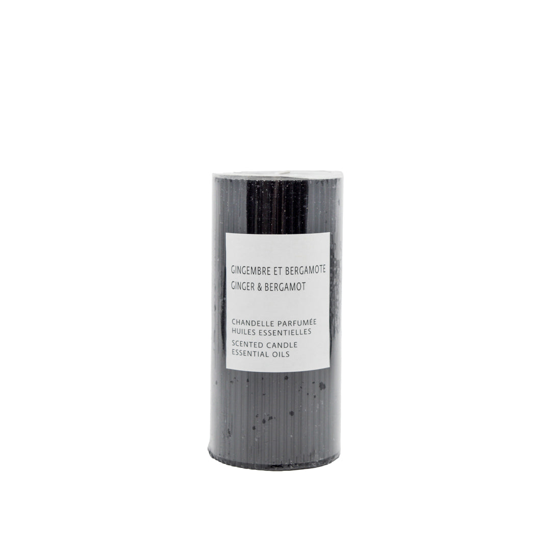 6" Black Ridged Pillar Candle