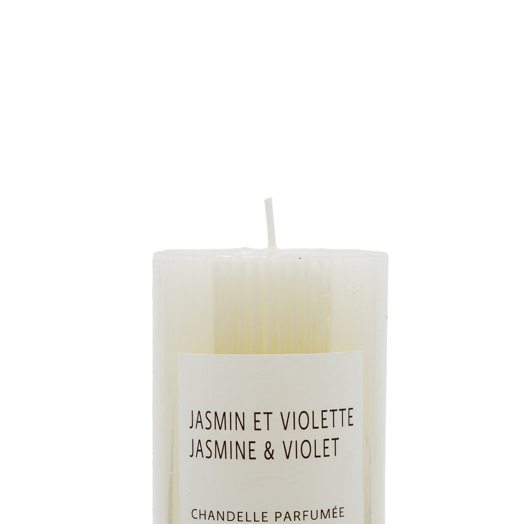 6" White Ridged Pillar Candle