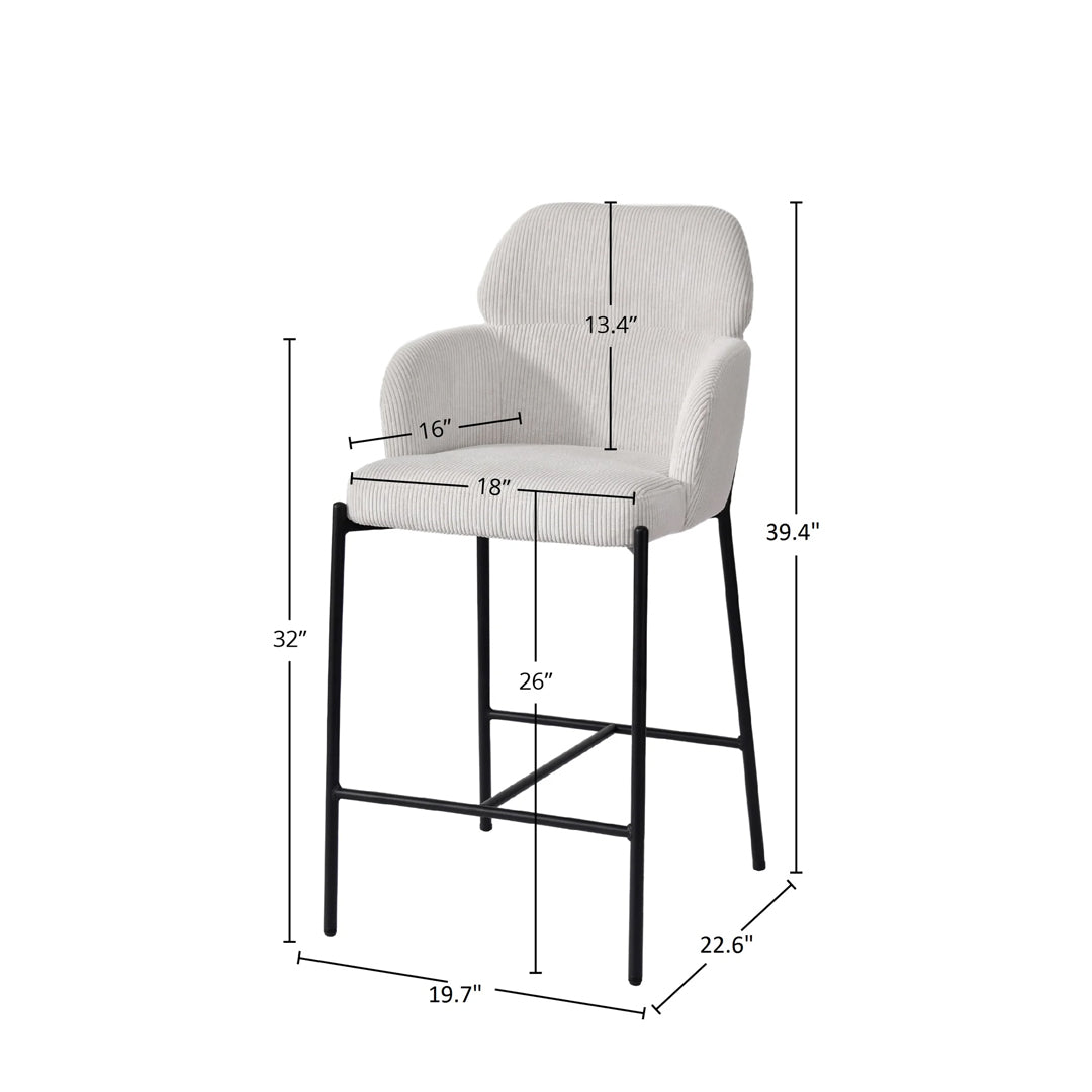 Allegra Counter Stool | Corduroy White