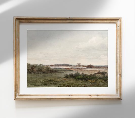 Autumn Muted Green Landscape - Vintage Mood Print L243