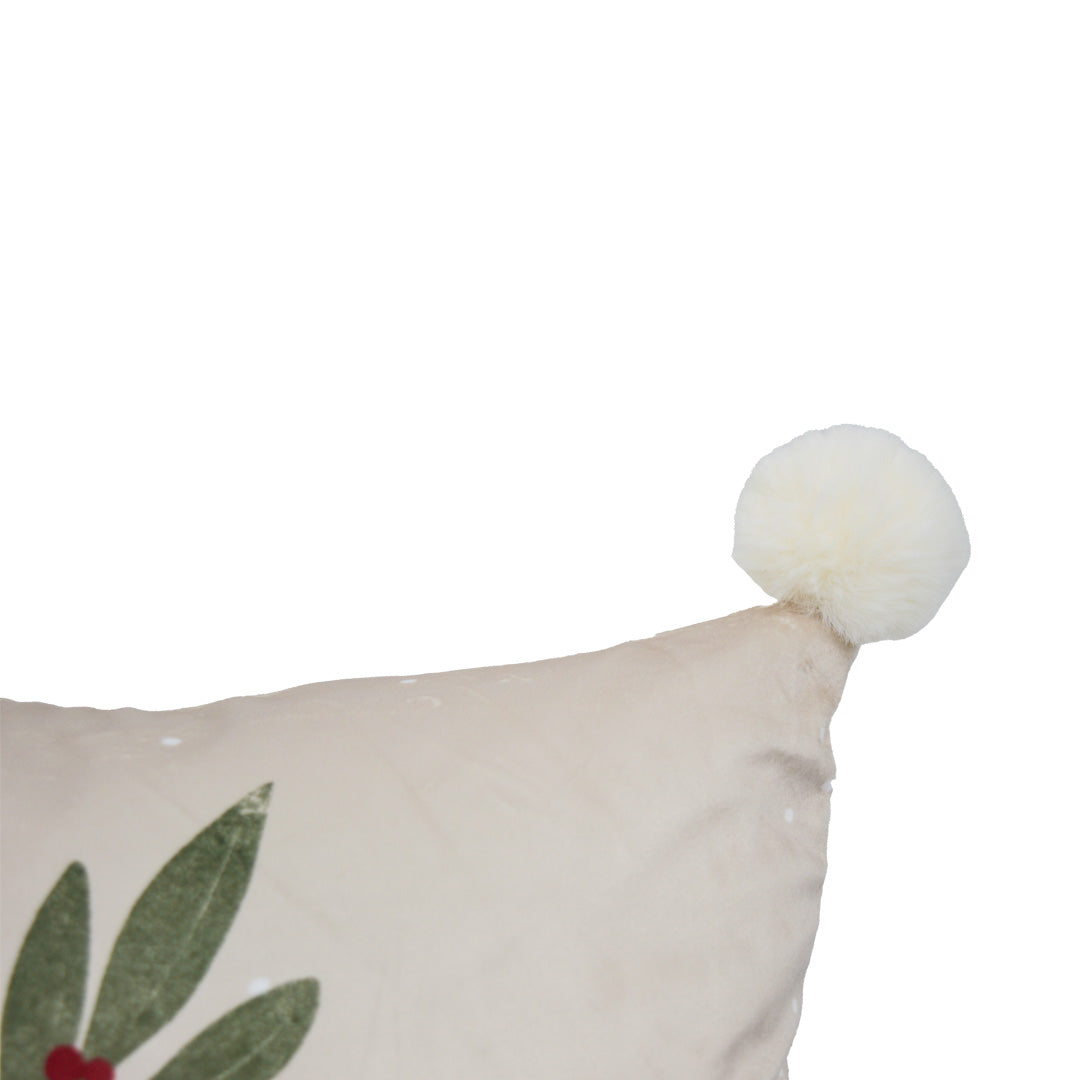 Holly Print Velvet Cushion