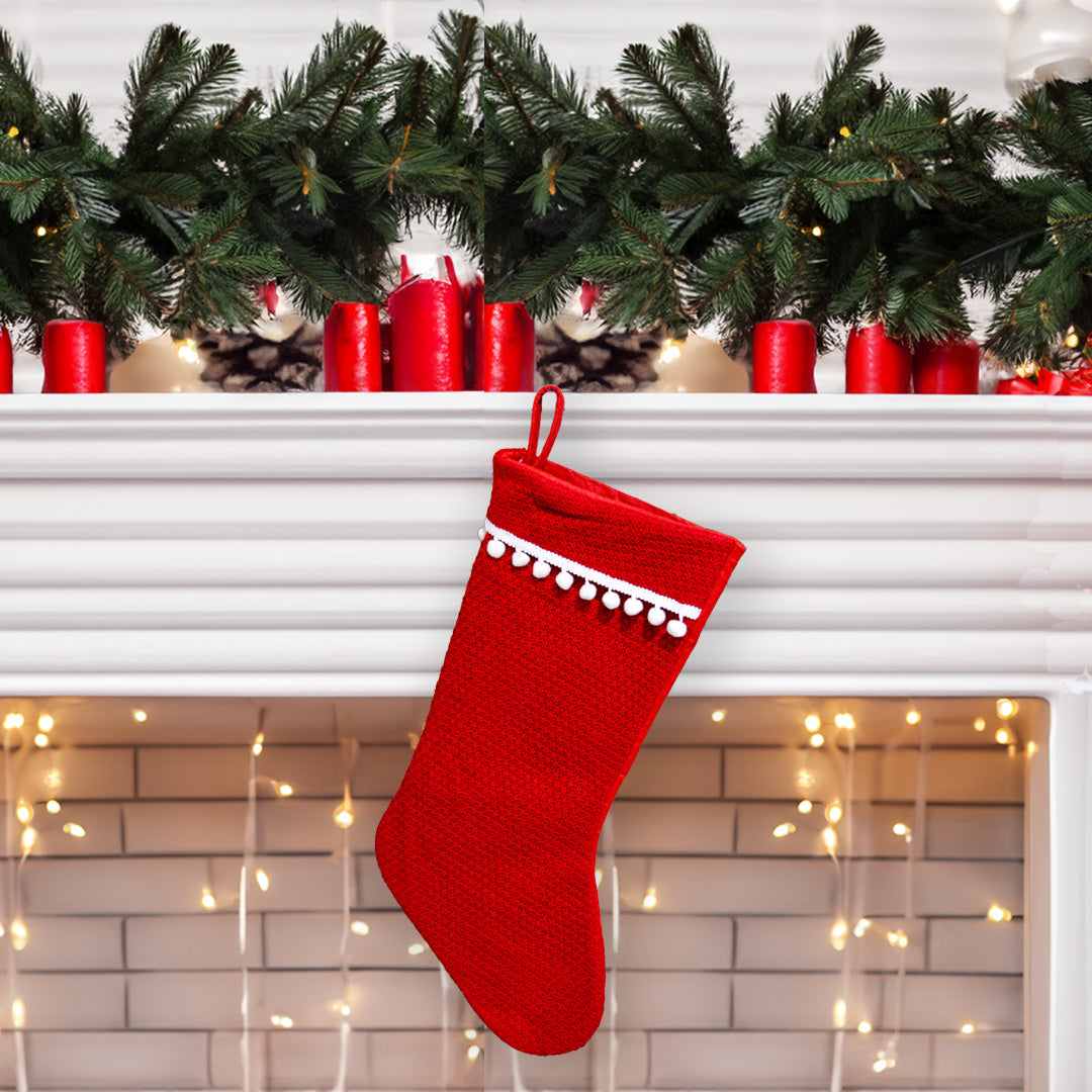 Red Pompom Stocking