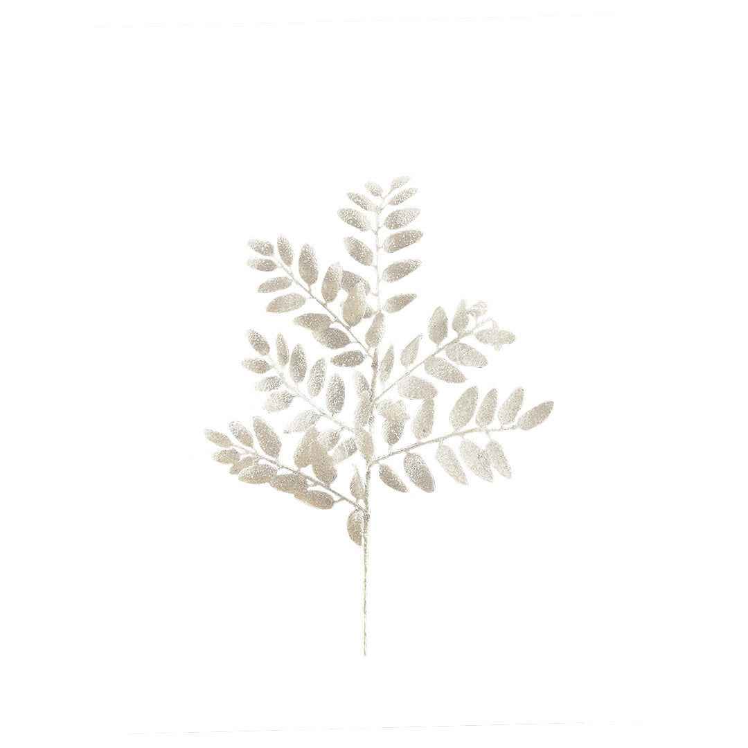 White Glitter Leaf Spray