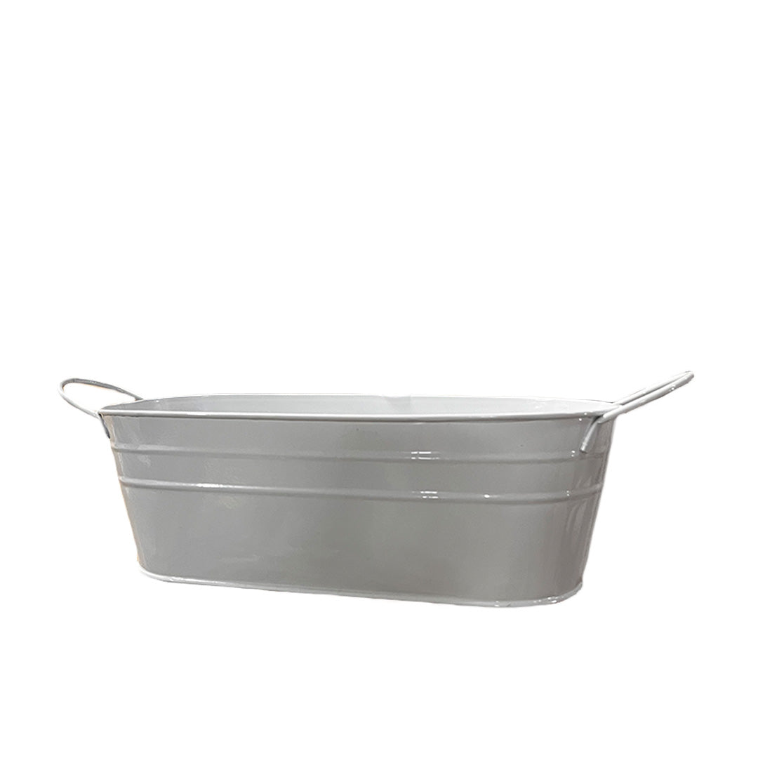White Metal Oval Bucket