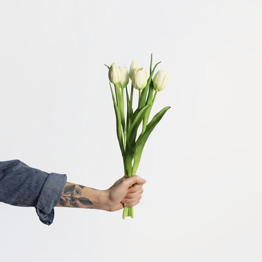 Faux Real Touch White Tulip Bundle