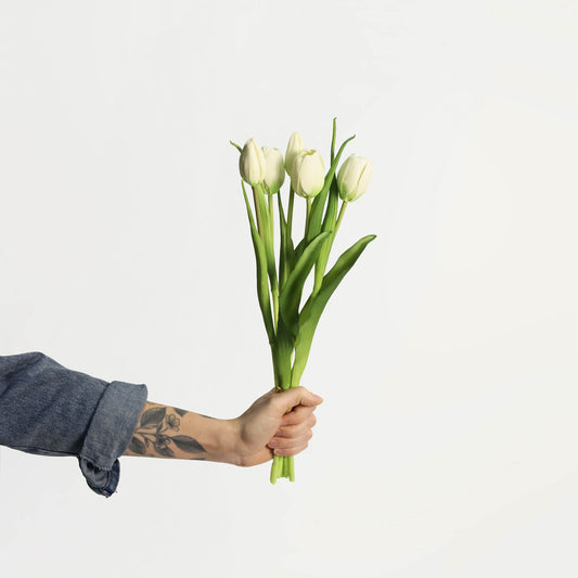 Faux Real Touch White Tulip Bundle