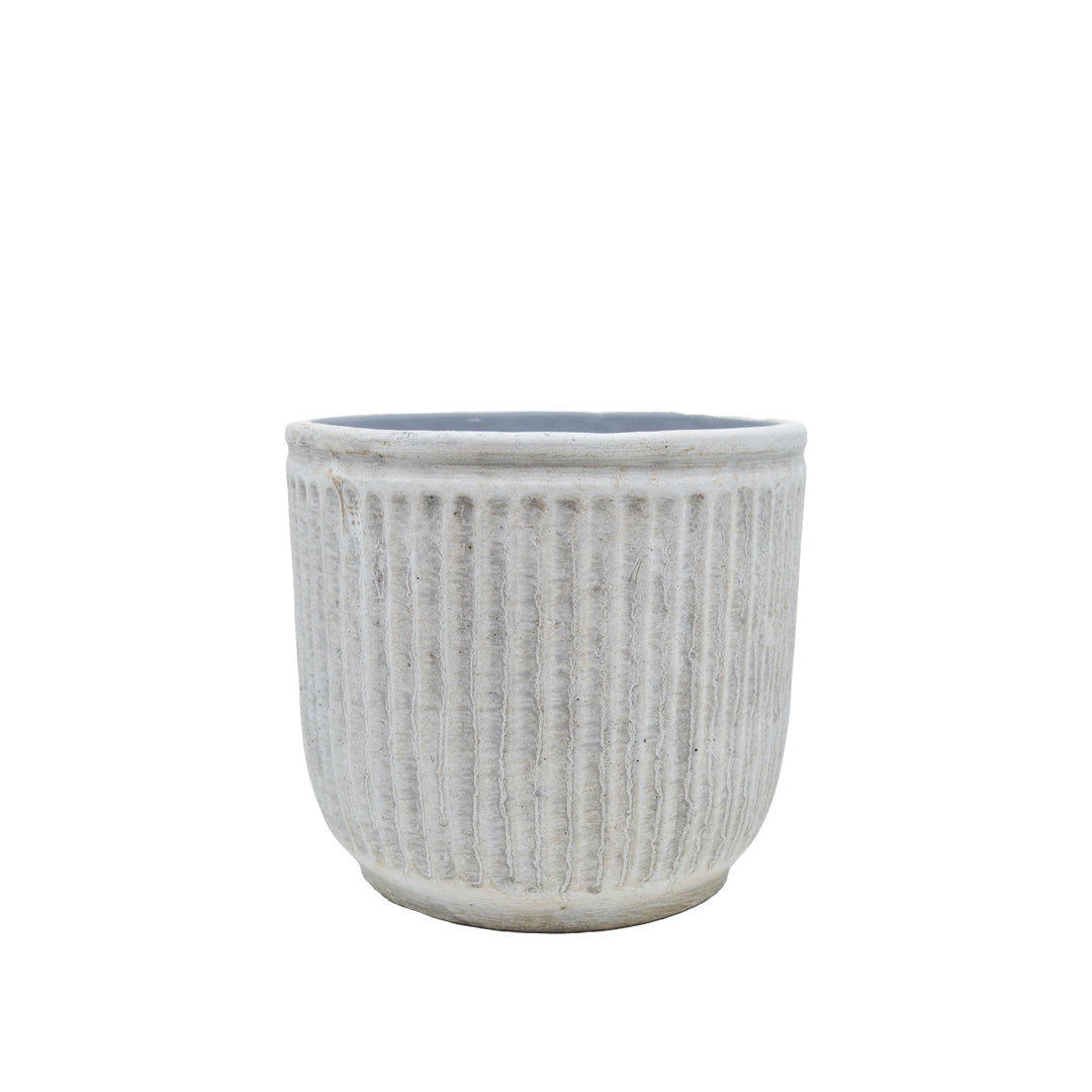 Raine Stripe Embossed Cement Pot - Large