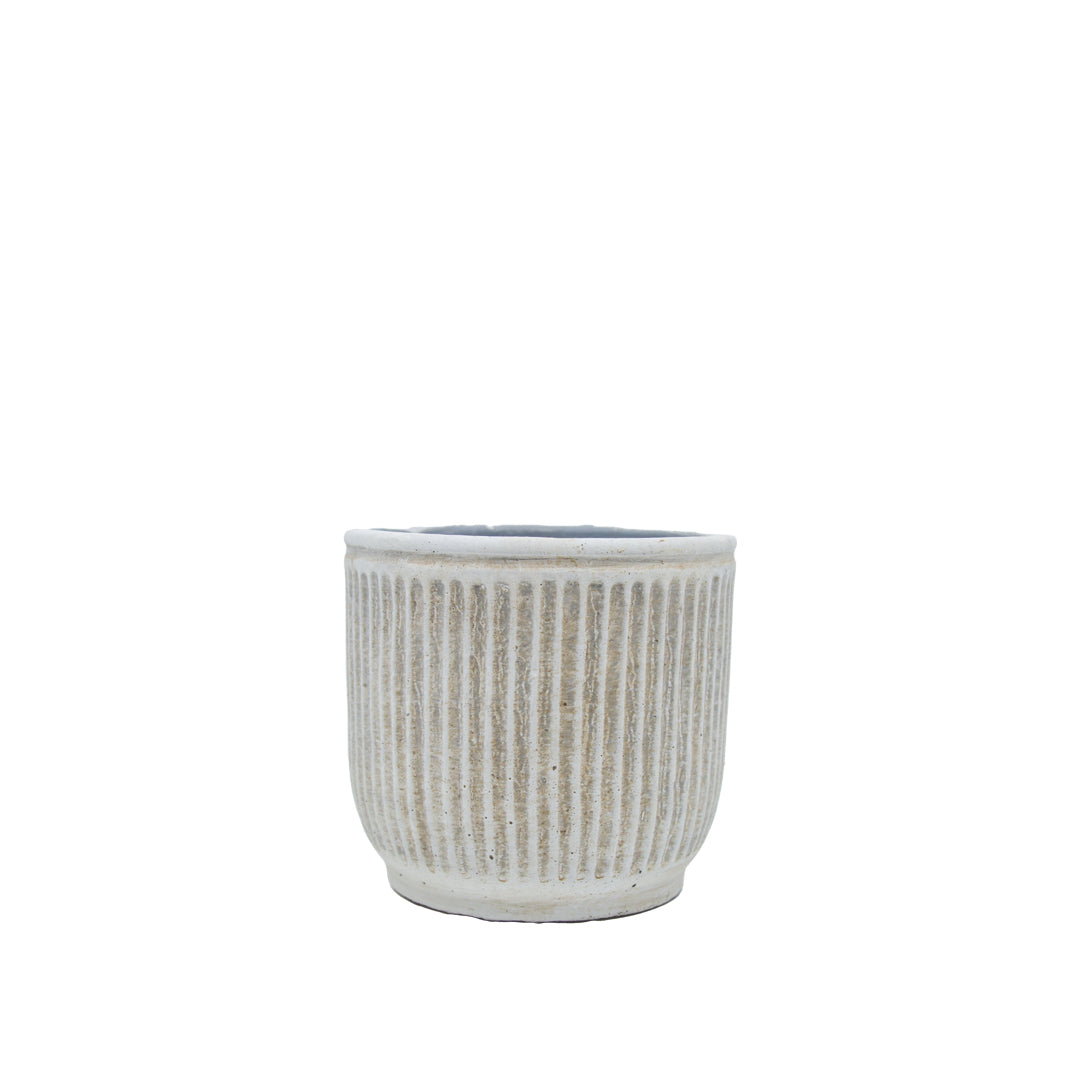 Raine Stripe Embossed Cement Pot - Small