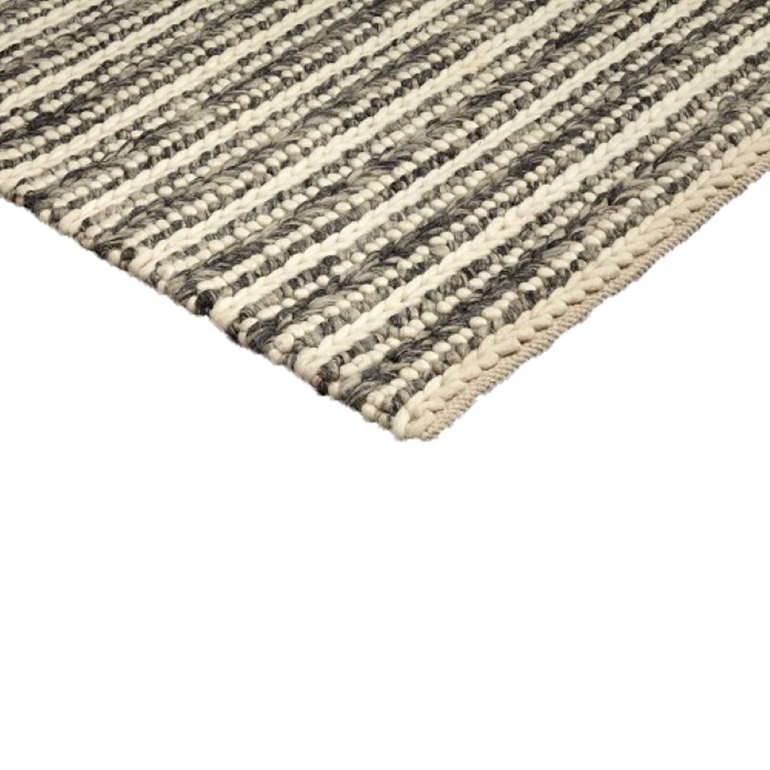 Aspen Hand Knotted Wool Grey Ivory Stripe Rug
