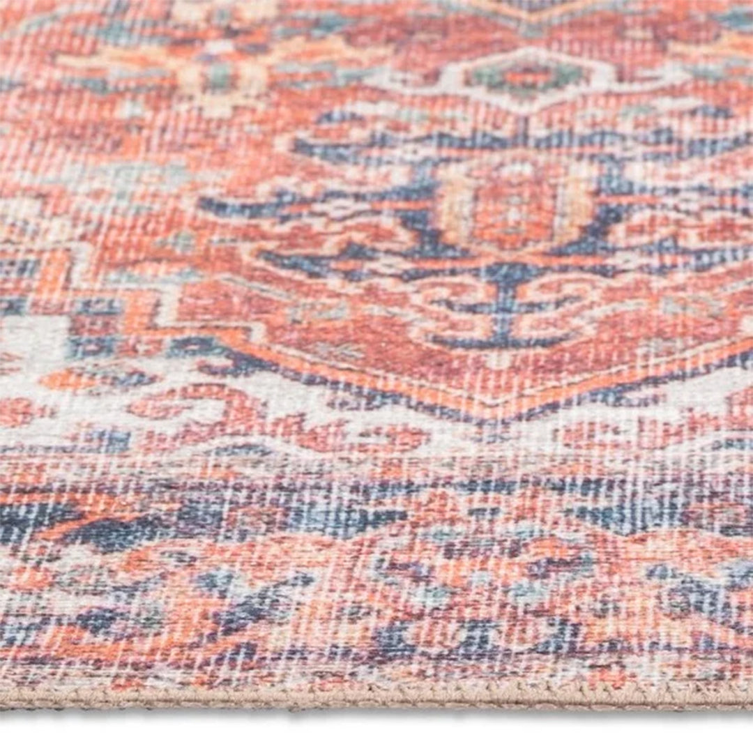 Aura Washable Spill Proof Red Multi Rug