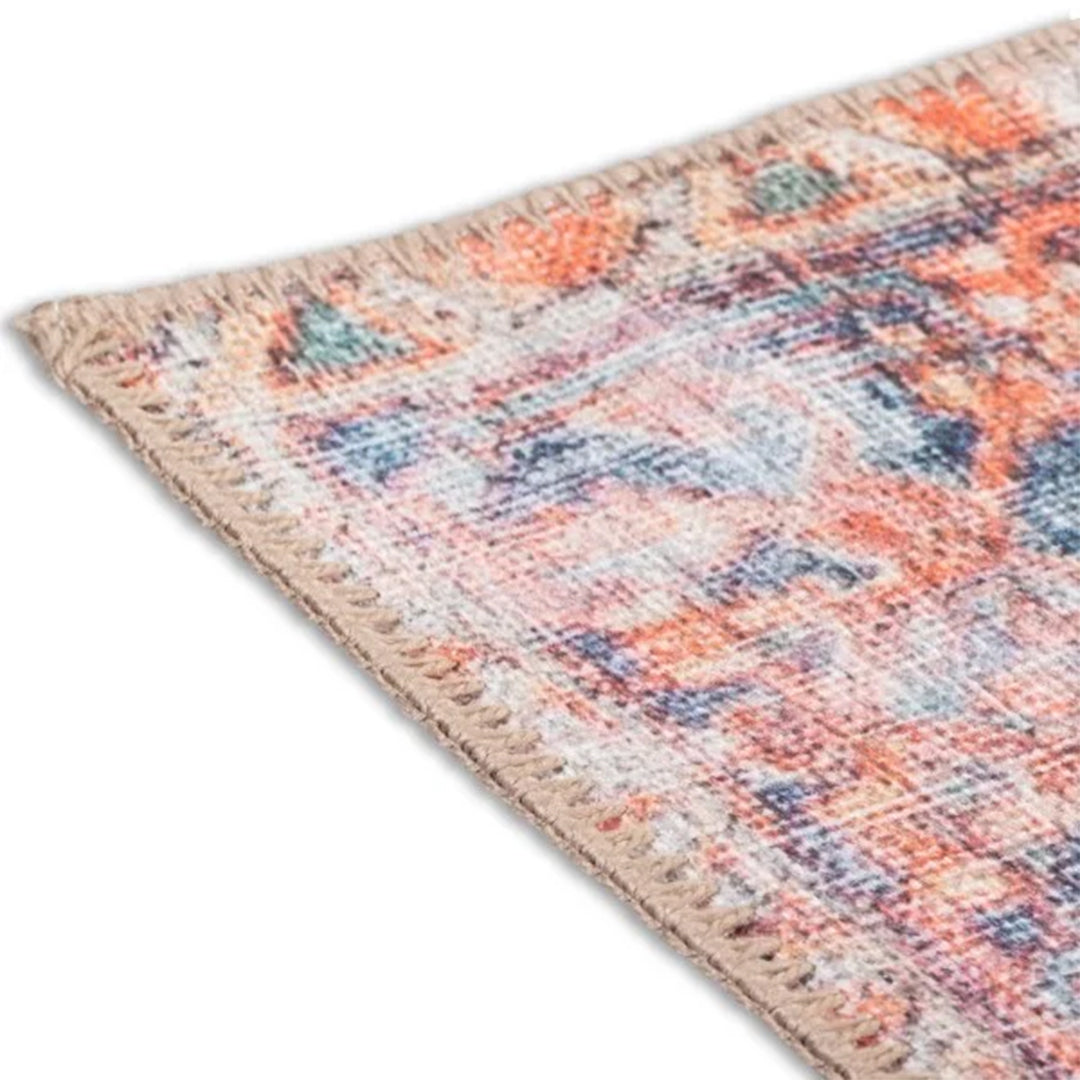 Aura Washable Spill Proof Red Multi Rug