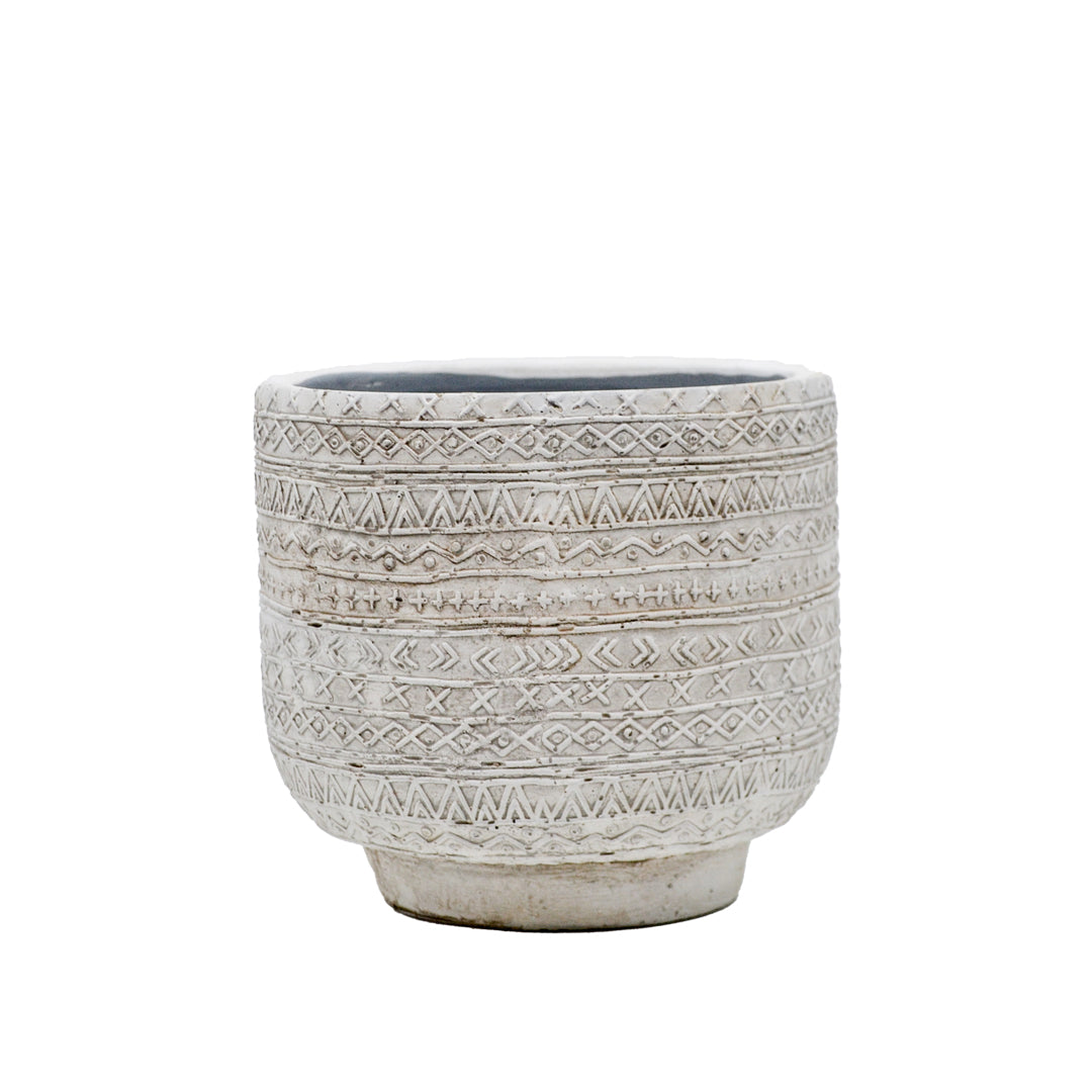 Blair Aztec Embossed Cement Pot - Large