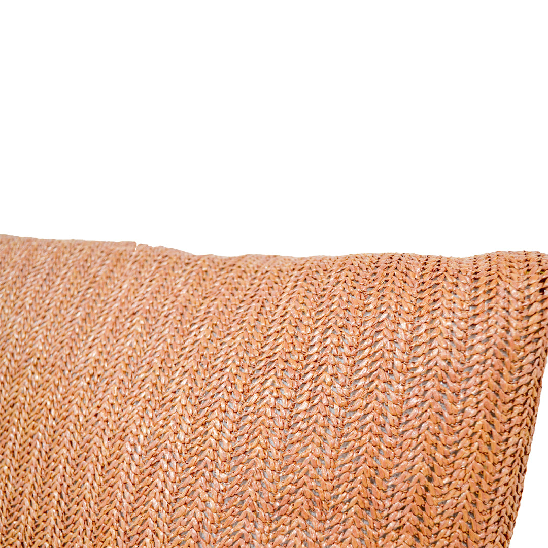 Renee Natural Woven Motif Cushion - Rust
