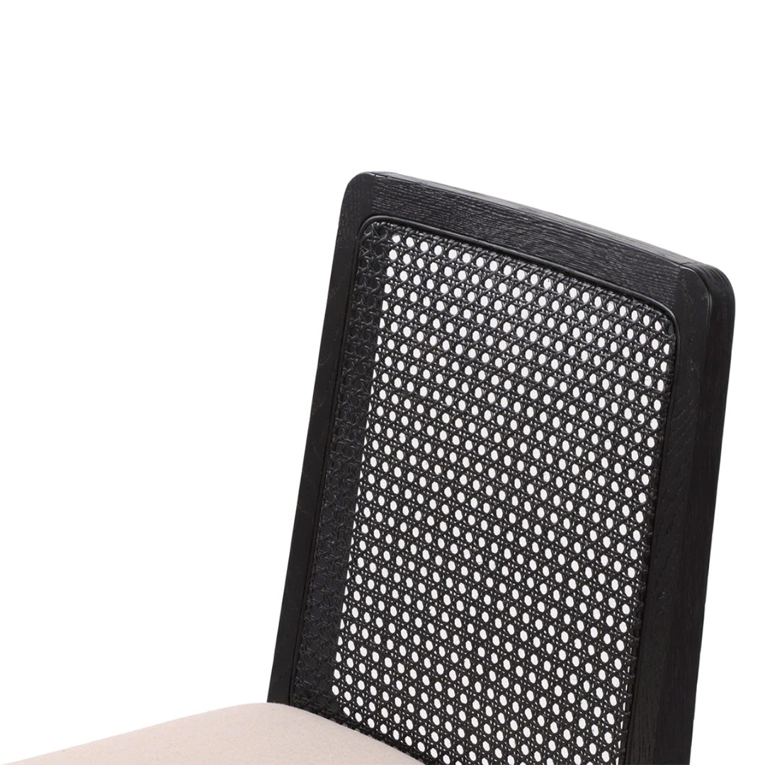 Cane Dining Chair - Oyster Linen/Black Legs (set of 2)