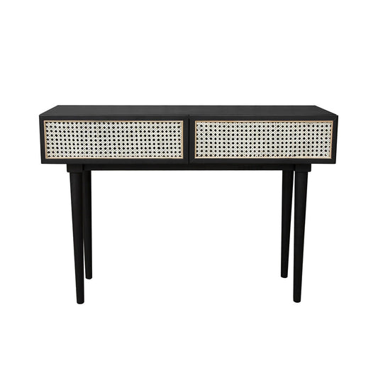 Cane Console Table - Black