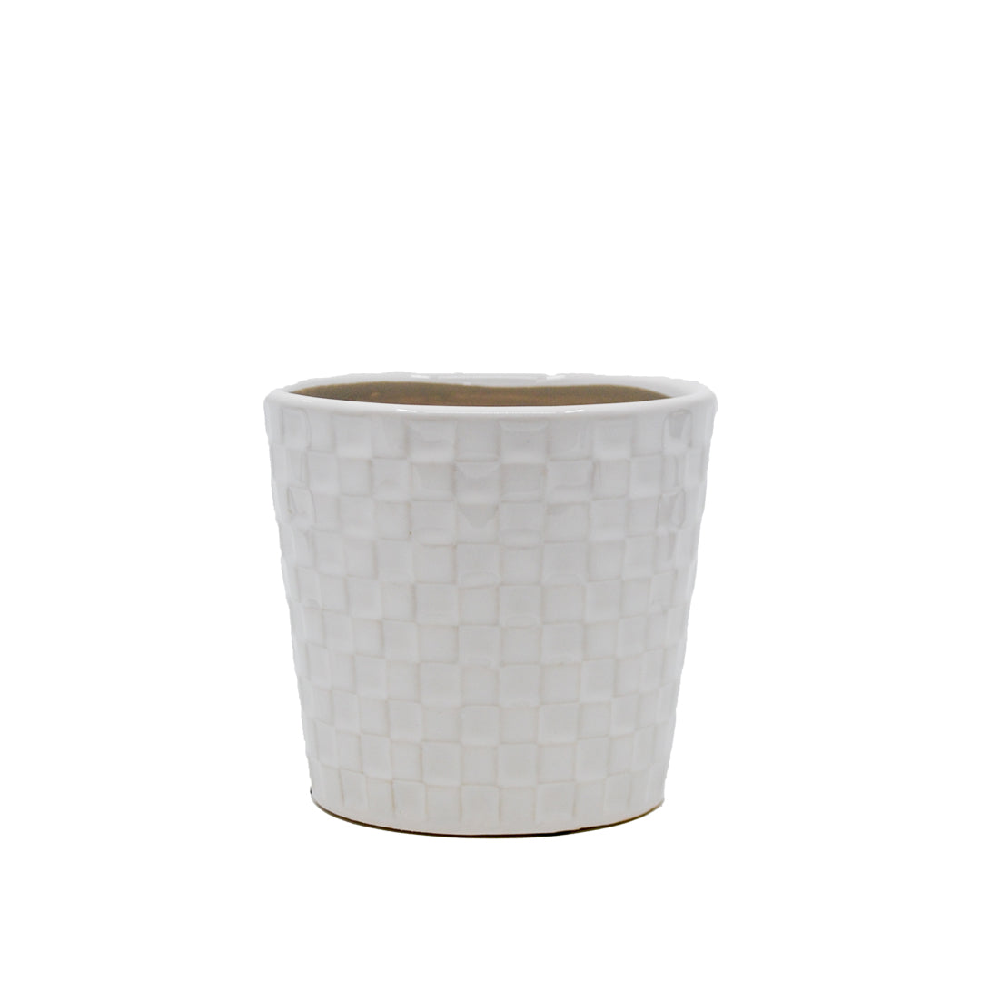 Cleo White Embossed Pot