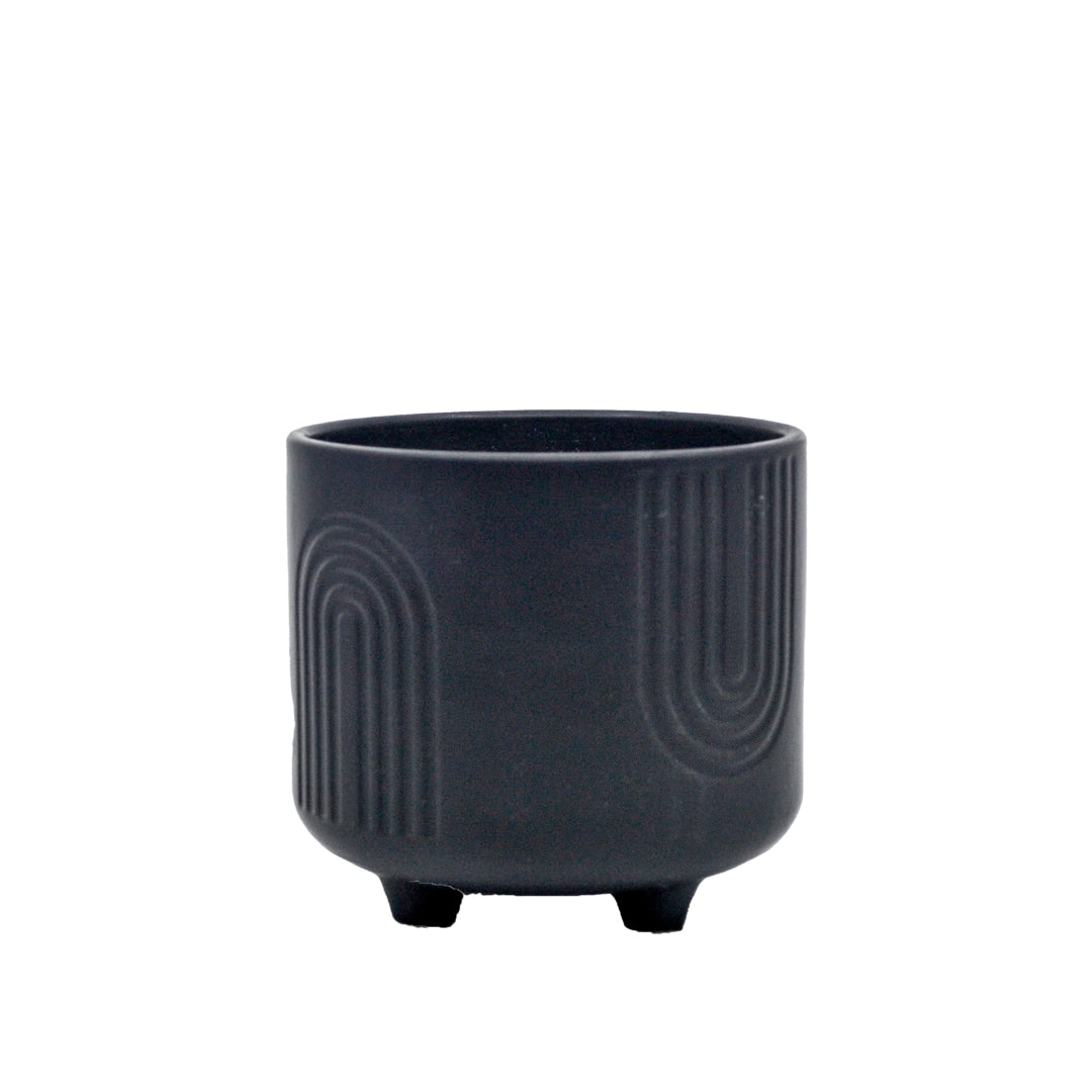 Kirby Embossed Ceramic Pot - Black