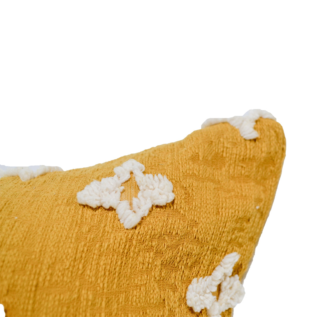 Daisy Mustard Yellow Tufted Motif Cushion