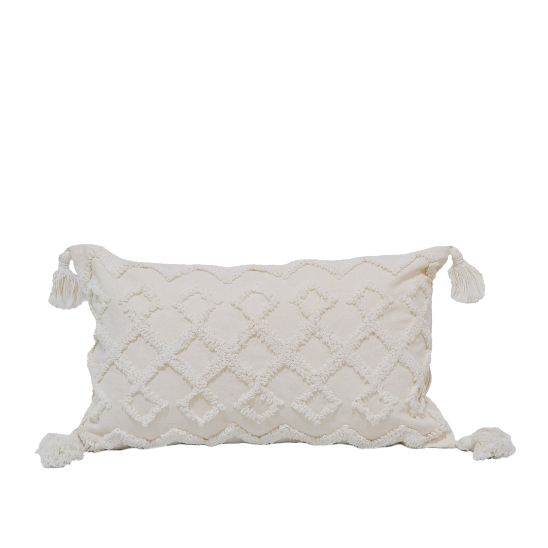 Olivia Rectangular White Tufted Cushion