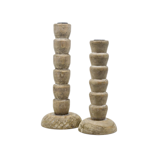 Palm Wooden Candle Holder - Large