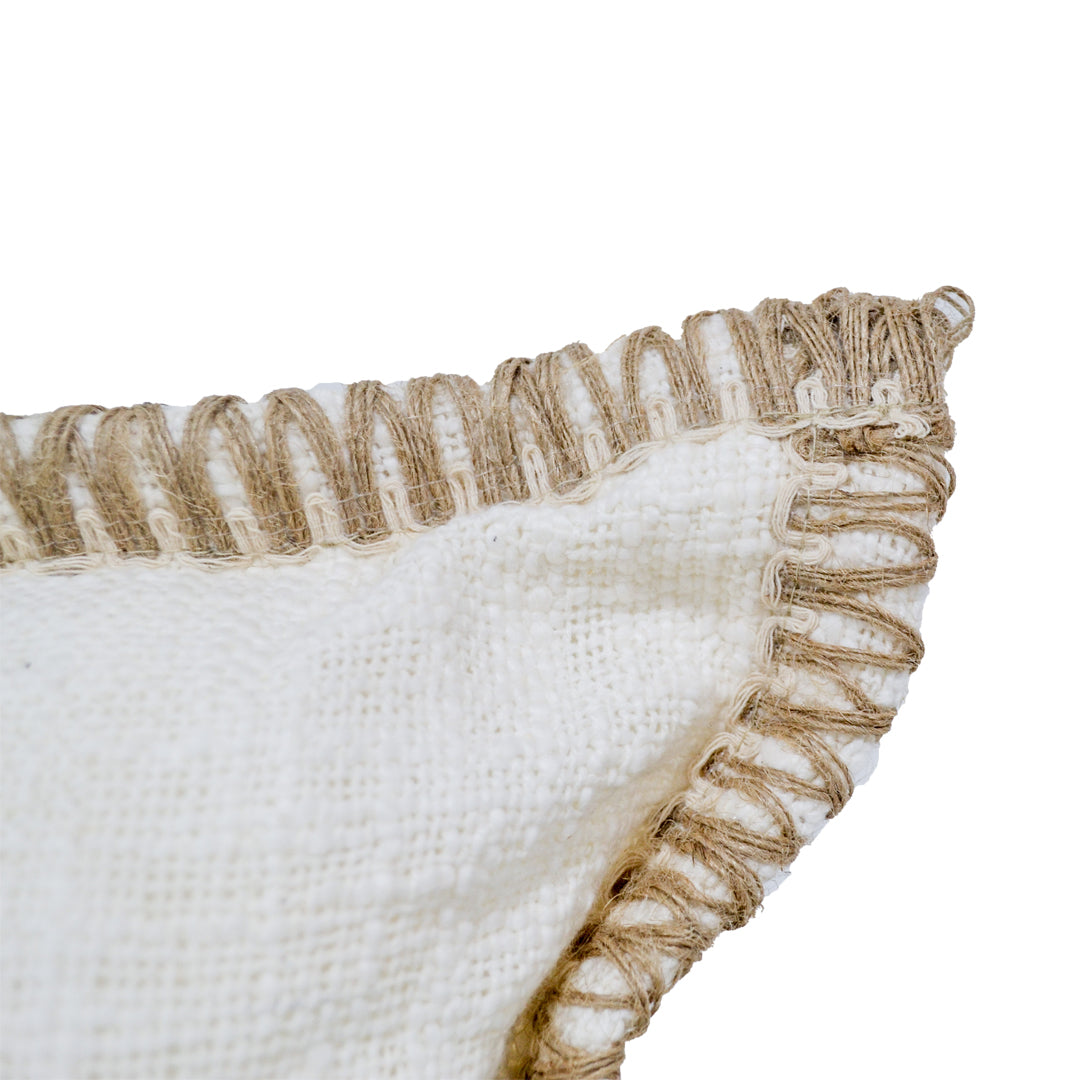 Leena Ivory Cushion with Jute Trim