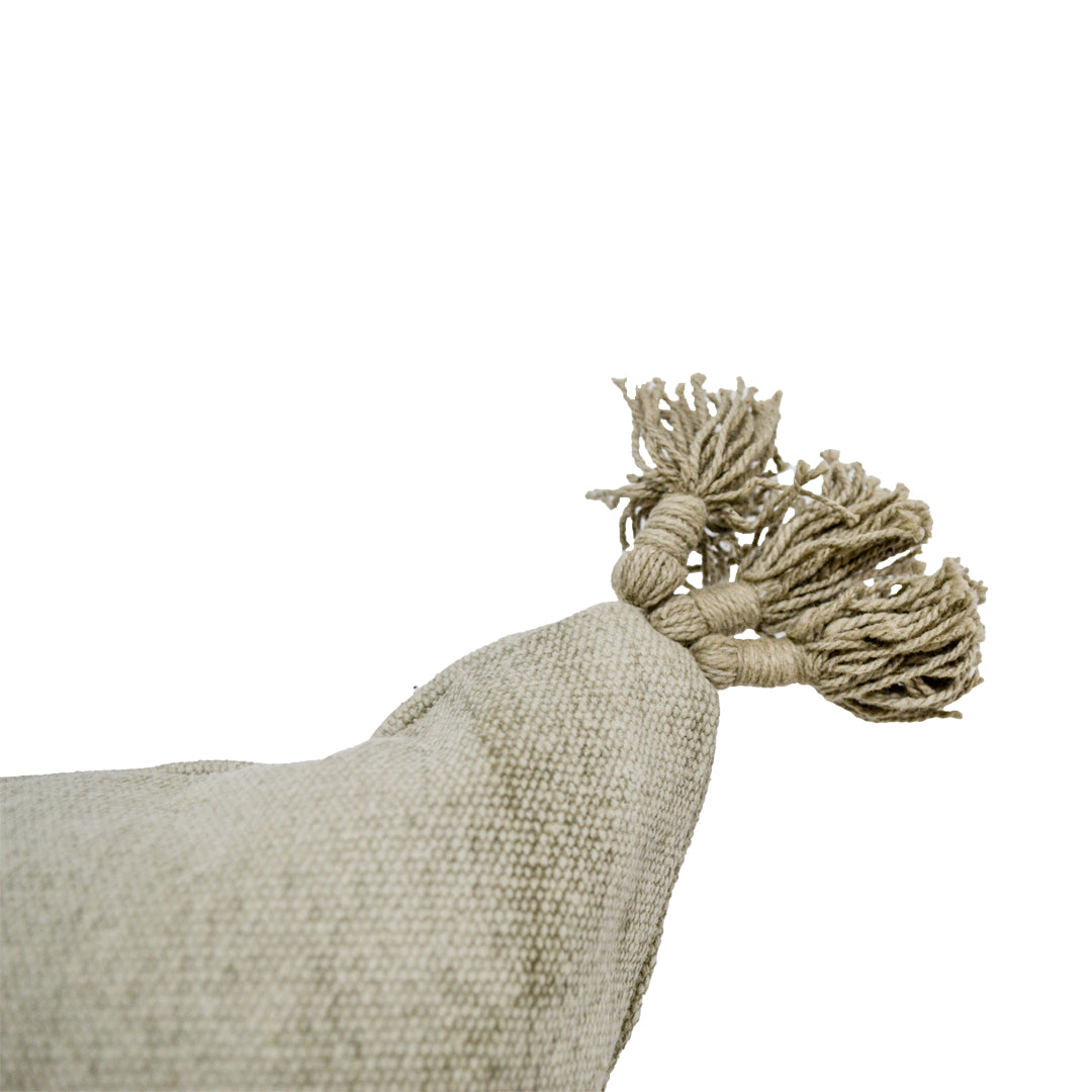 Miah Khaki Green Cushion with Tassels
