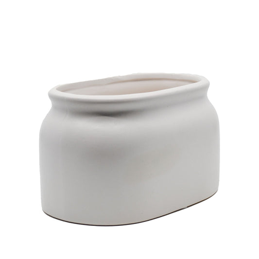 Astred Minimal White Ceramic Pot - Oval
