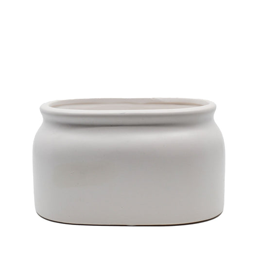 Astred Minimal White Ceramic Pot - Oval