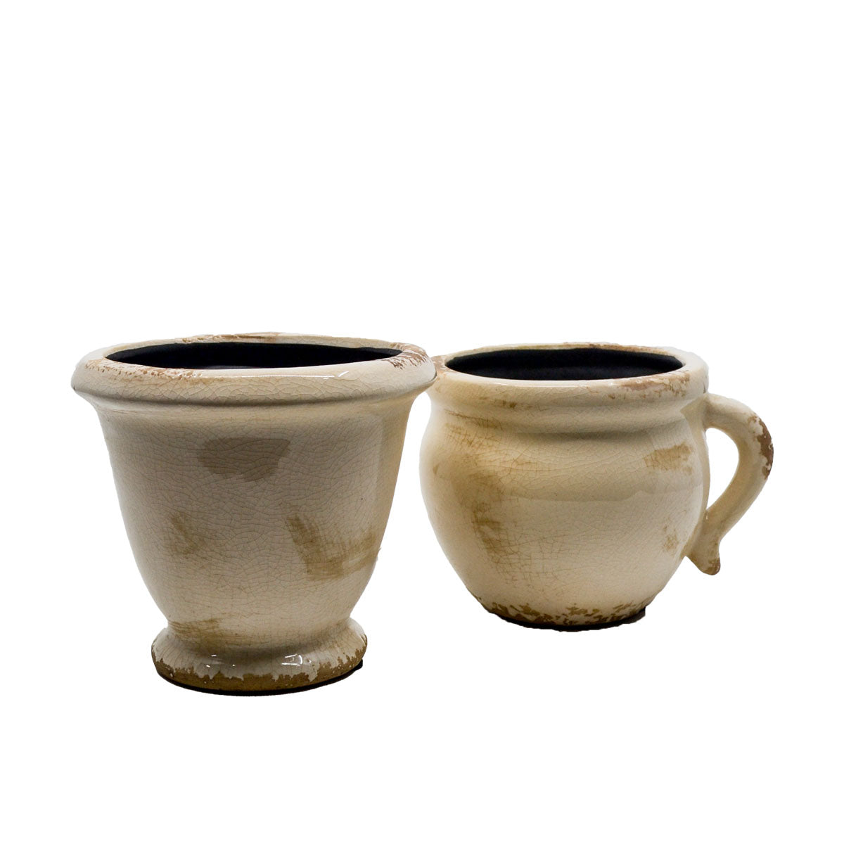 Hale Distressed Ceramic Glazed Pot with Handle - Small