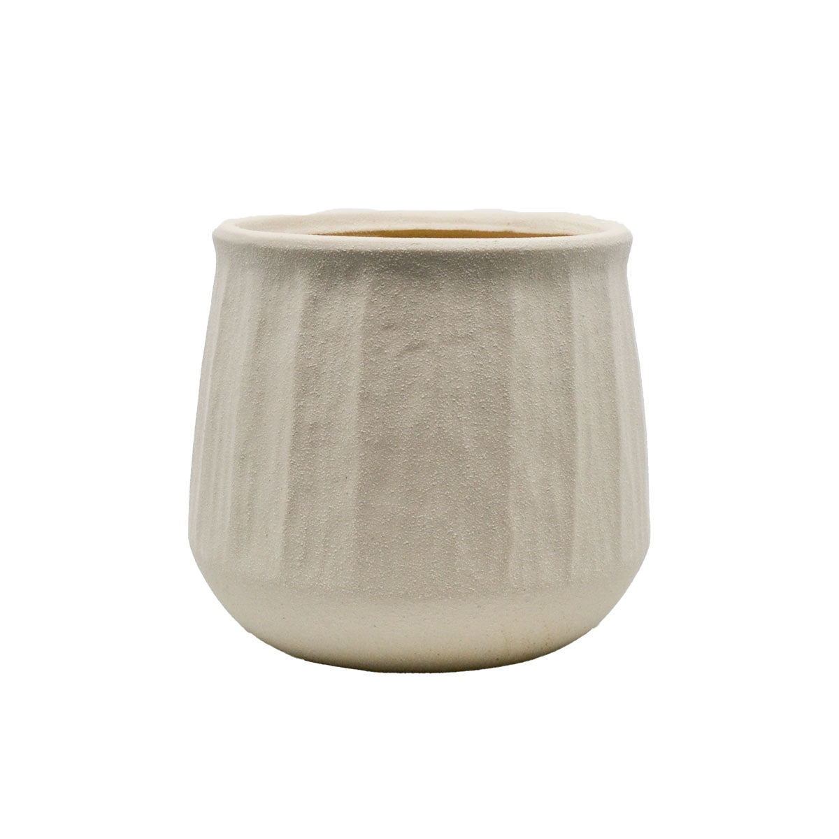 Foster Striped Textured Round Ceramic Pot - Large