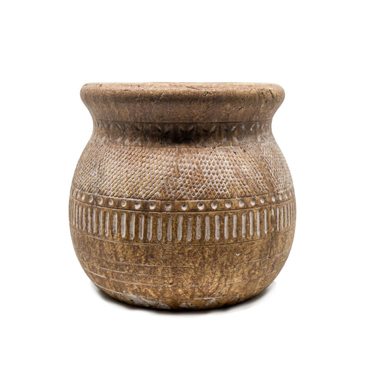 Idris Embossed Terracotta Pot - Large