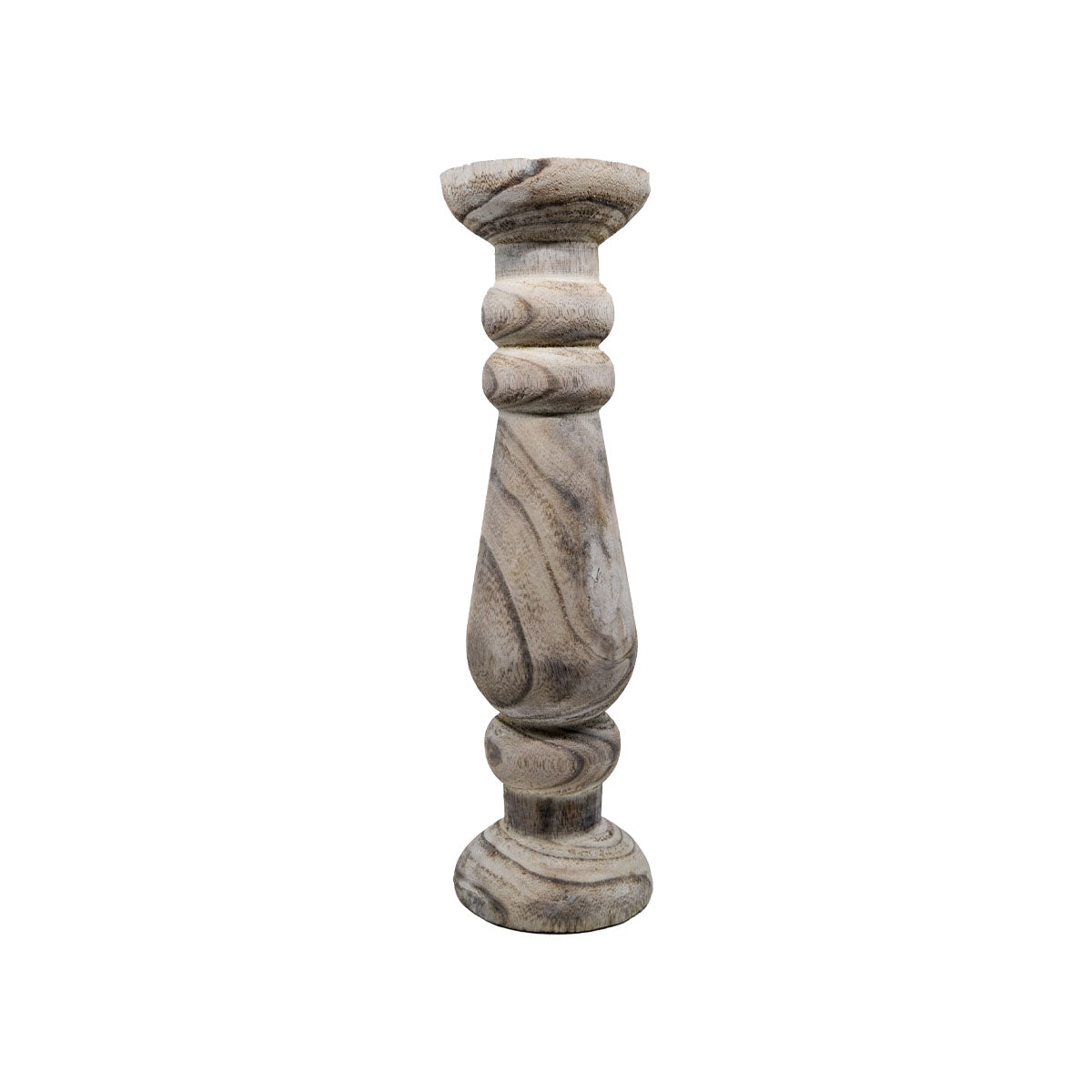 Roman White Wash Candle Holder - Large