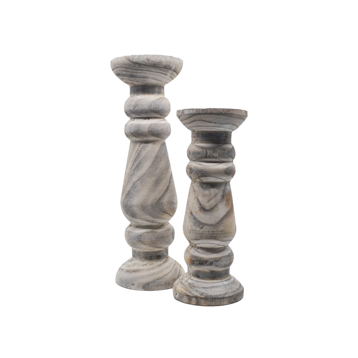 Roman White Wash Candle Holder - Small