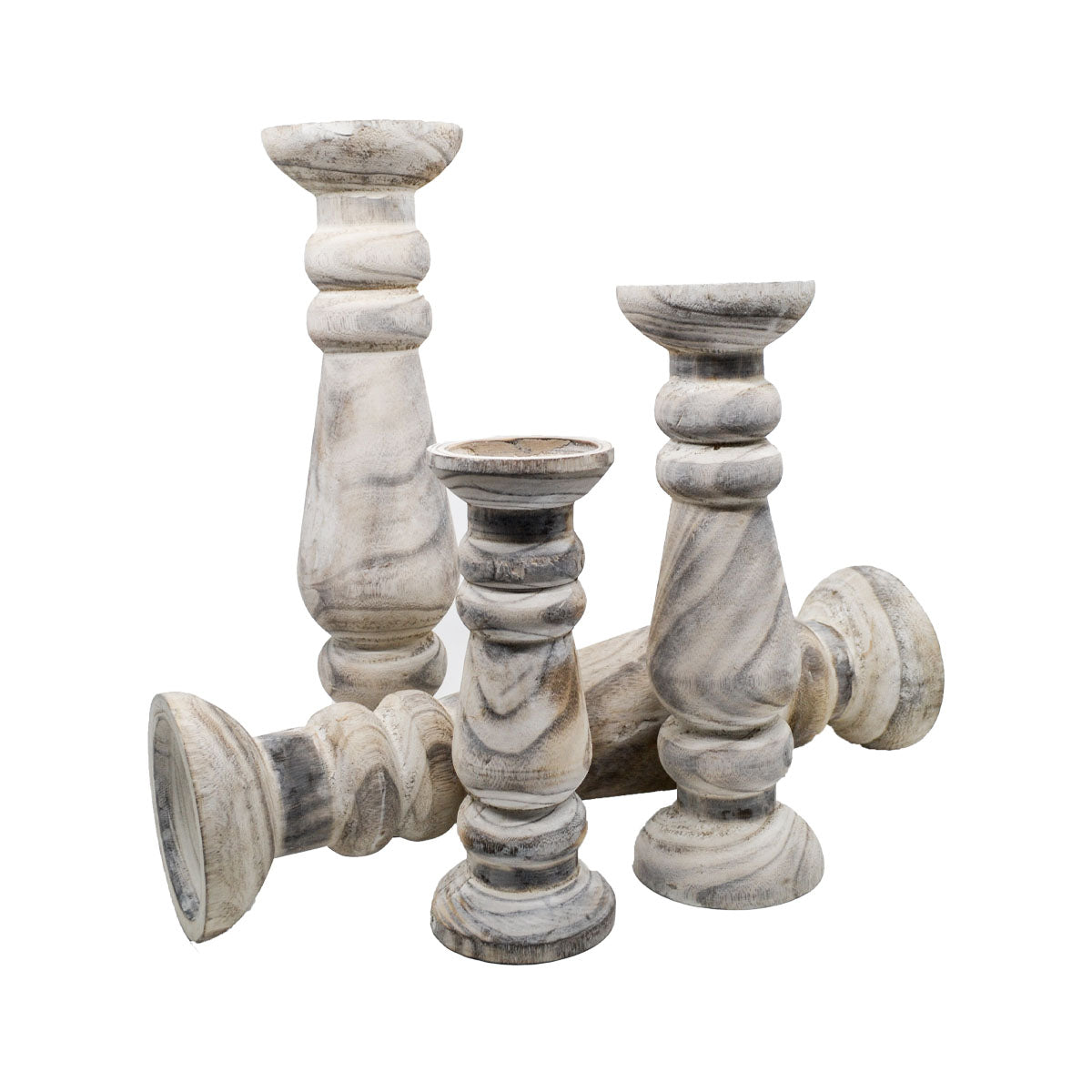 Roman White Wash Candle Holder - Medium