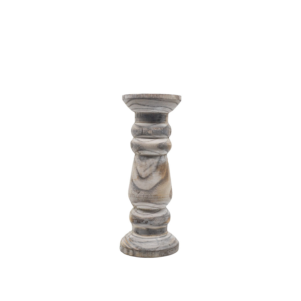 Roman White Wash Candle Holder - Small