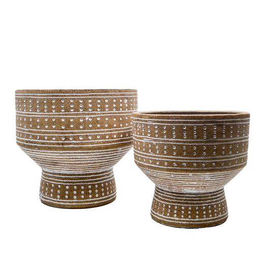 Fern Patterned Pedestal Pot - Small