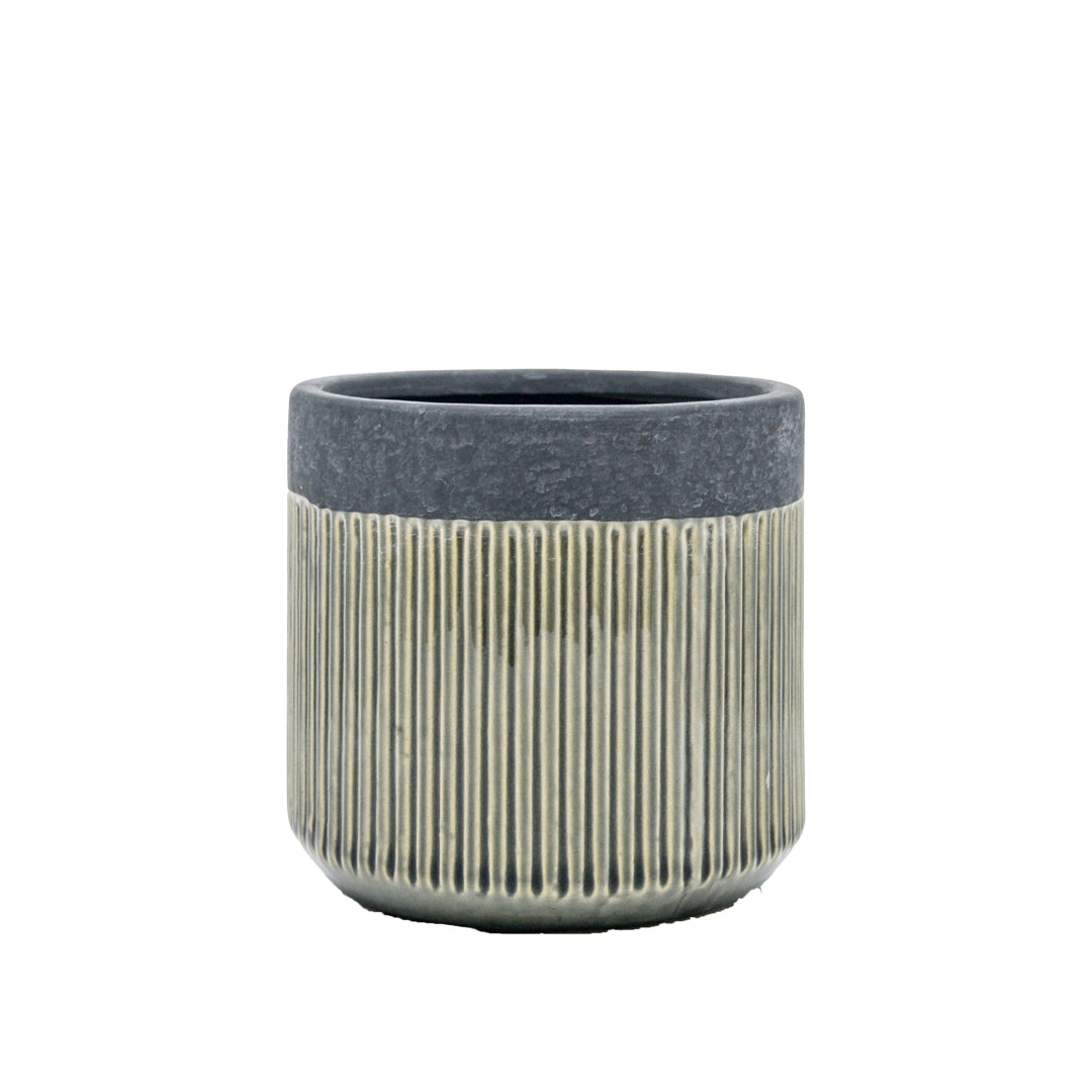 Jenson Ridged 2-Tone Grey Pot - Small