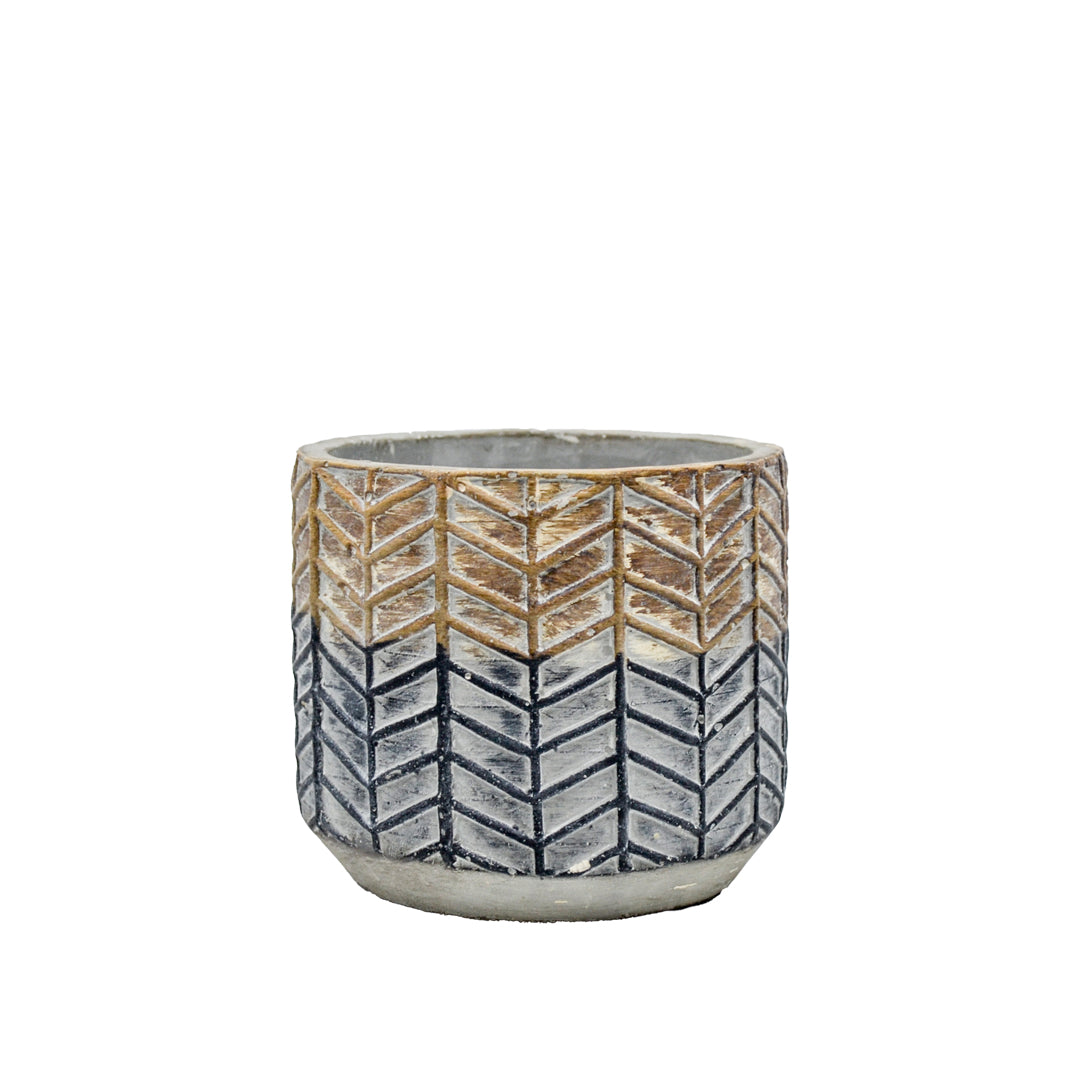 Renn Chevron Cement Planter - Small