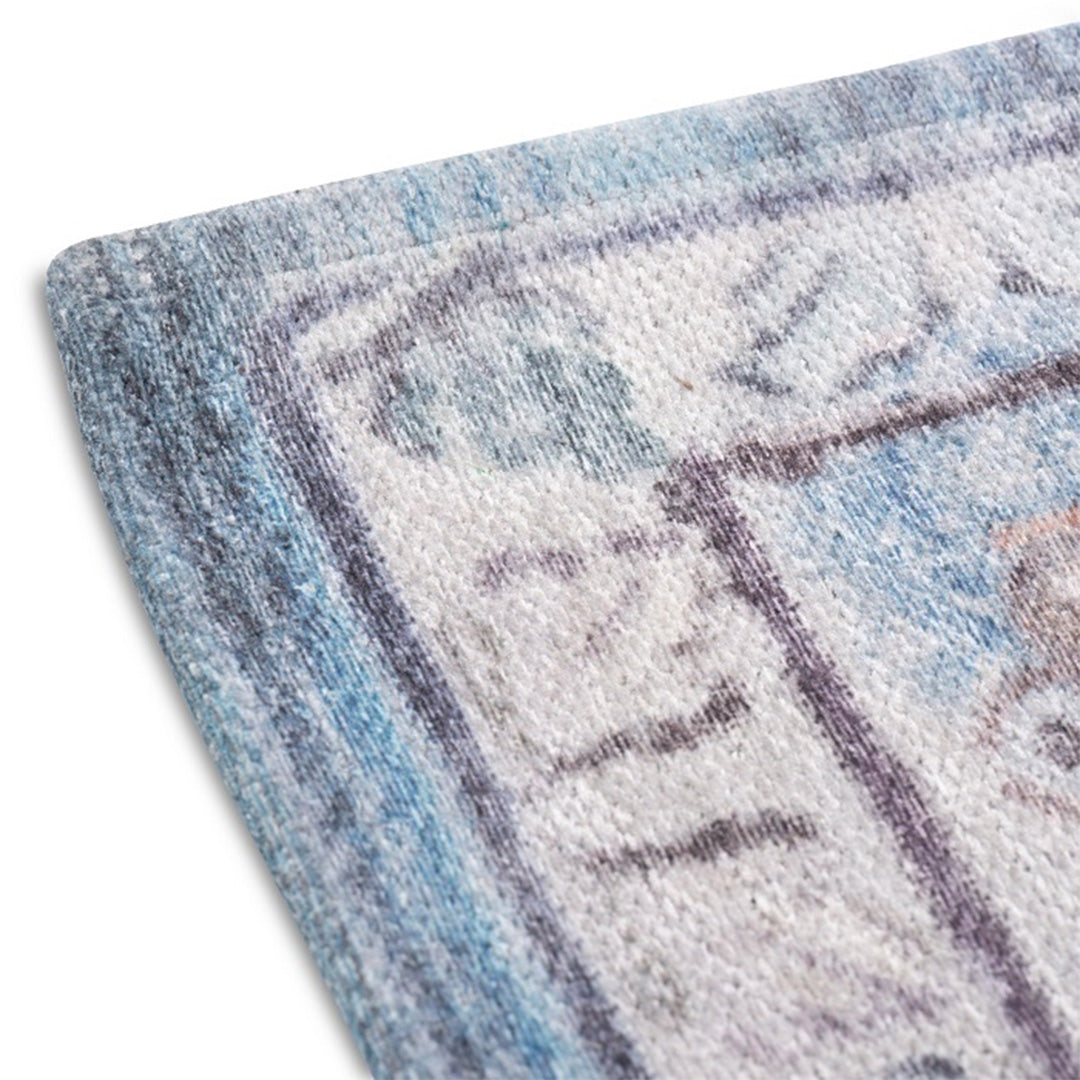 Sparx Distressed Blue Washable Transitional Rug