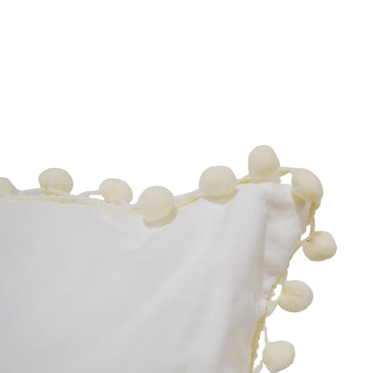 Carina White Cushion with Pompoms