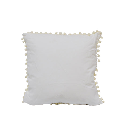 Carina White Cushion with Pompoms