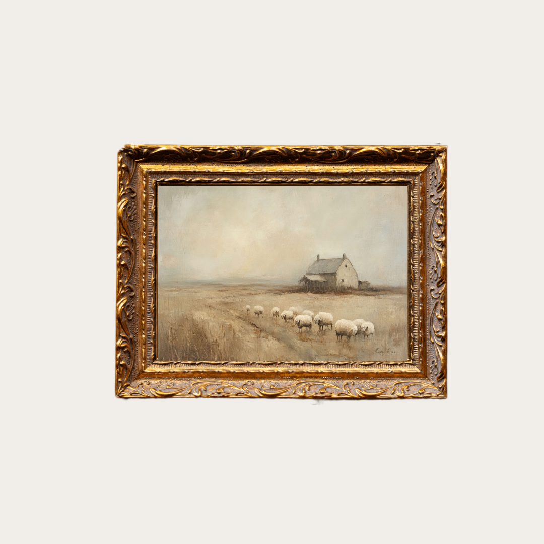 Vintage Farmland | French Brass Inspired Gold Mould Framed Art