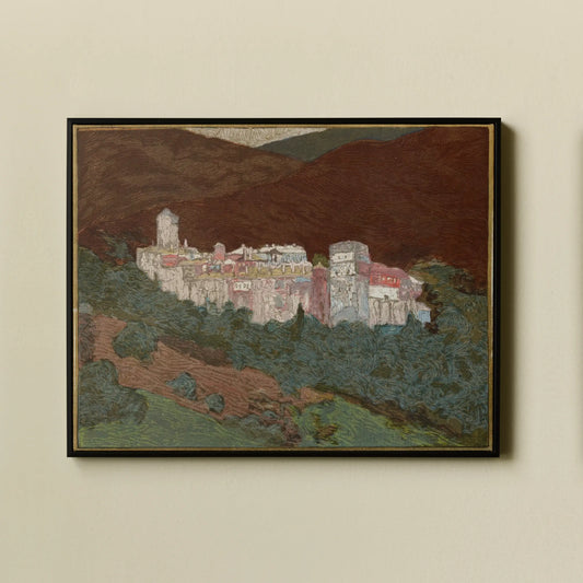 Colorful Landscape Painting the Monastery of Valopedie by Francois-Louis Schmied Framed Wall Art on Canvas