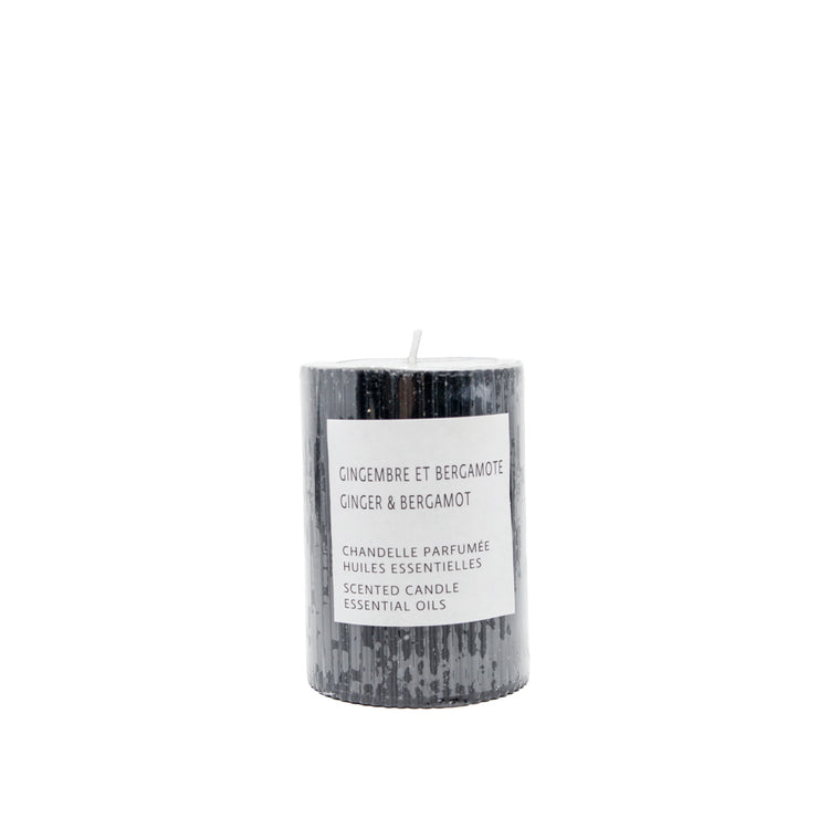 4" Black Ridged Pillar Candle