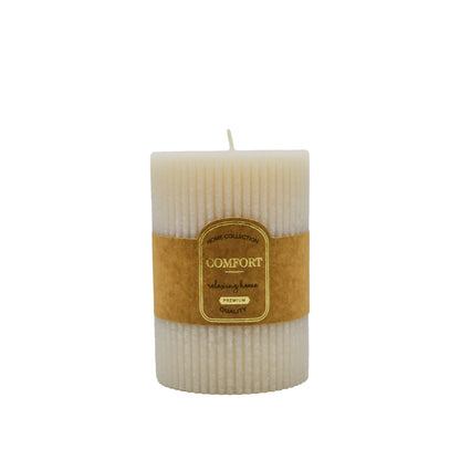 Ridged Pillar Candle - Cream