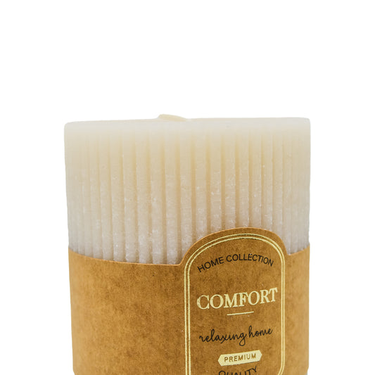 Ridged Pillar Candle - Cream