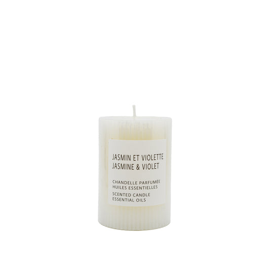 4" White Ridged Pillar Candle
